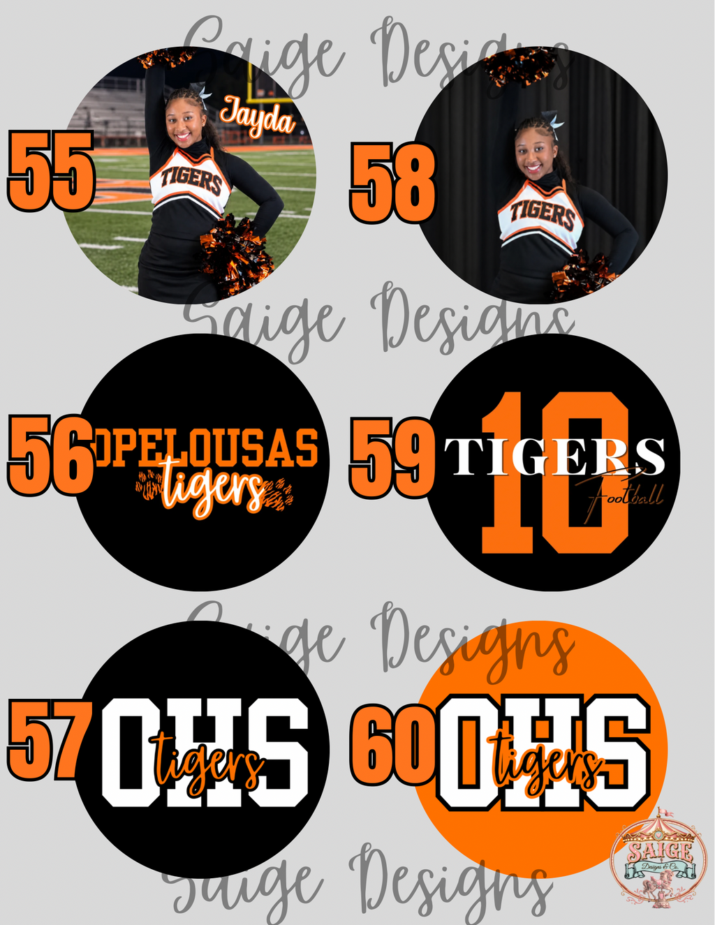 Opelousas High School Lady Tigers Volleyball Button Pin Fundraiser