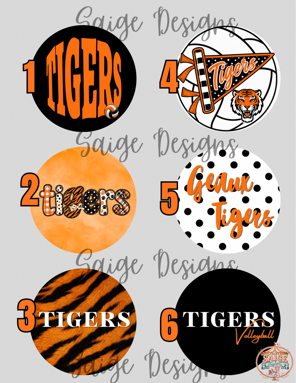 Opelousas High School Lady Tigers Volleyball Button Pin Fundraiser