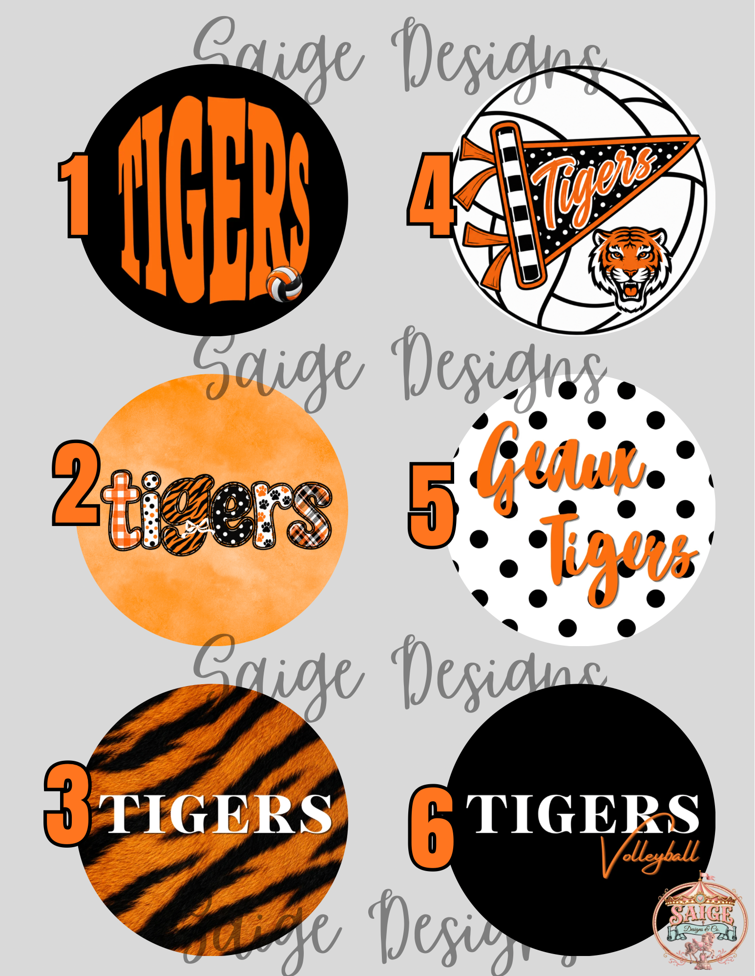 Opelousas High School Lady Tigers Volleyball Button Pin Fundraiser