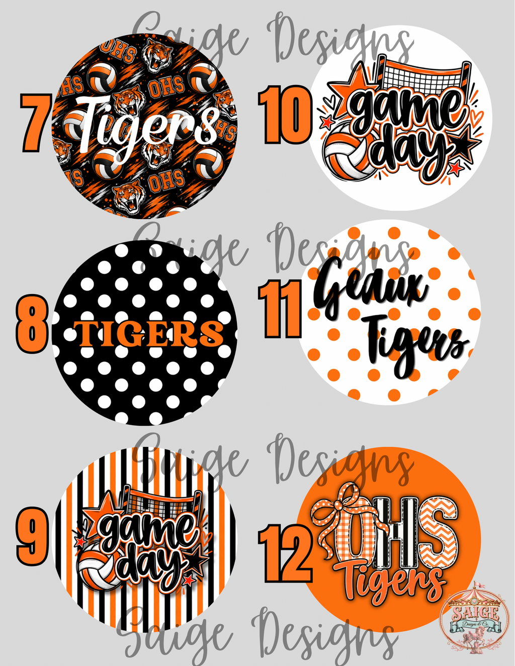 Opelousas High School Lady Tigers Volleyball Button Pin Fundraiser