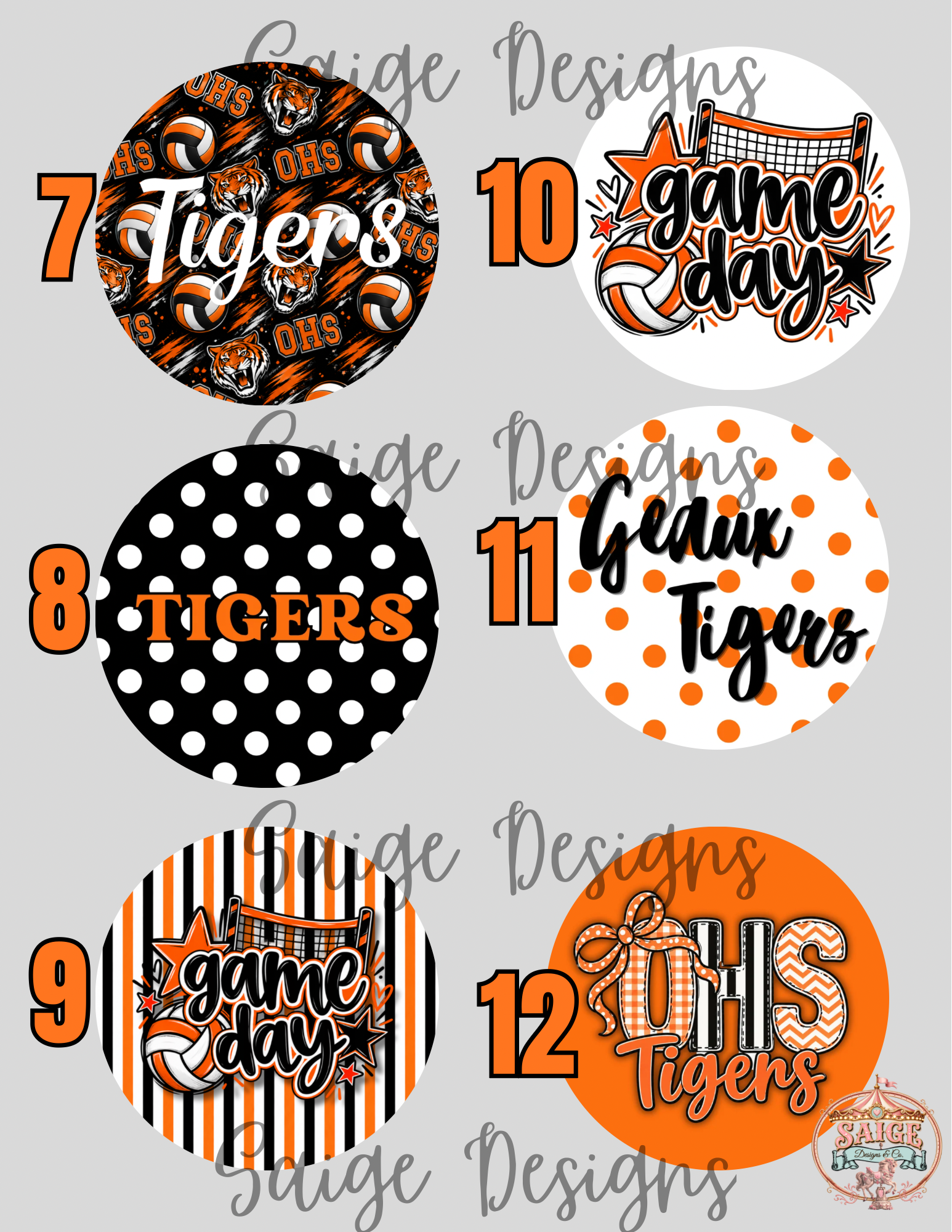 Opelousas High School Lady Tigers Volleyball Button Pin Fundraiser