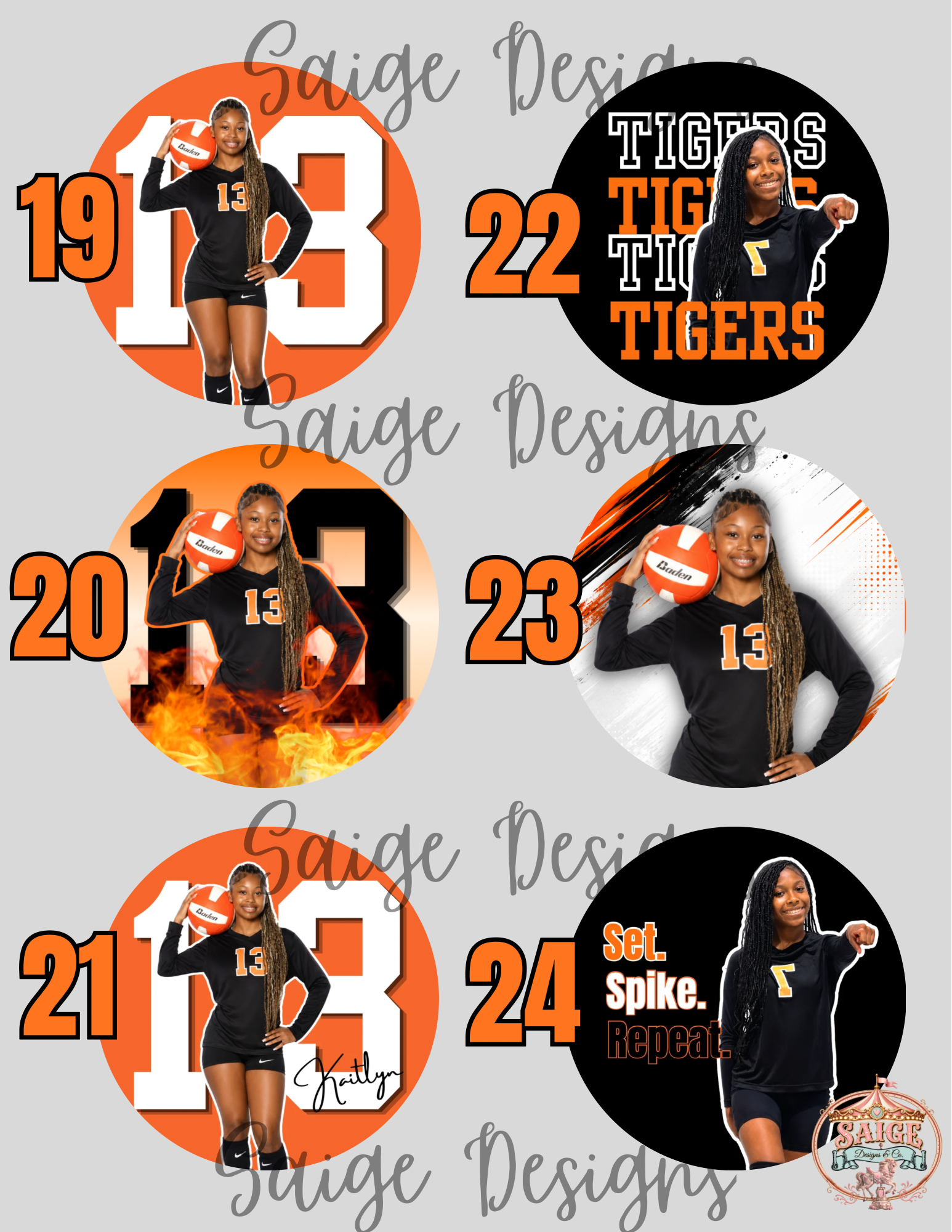 Opelousas High School Lady Tigers Volleyball Button Pin Fundraiser
