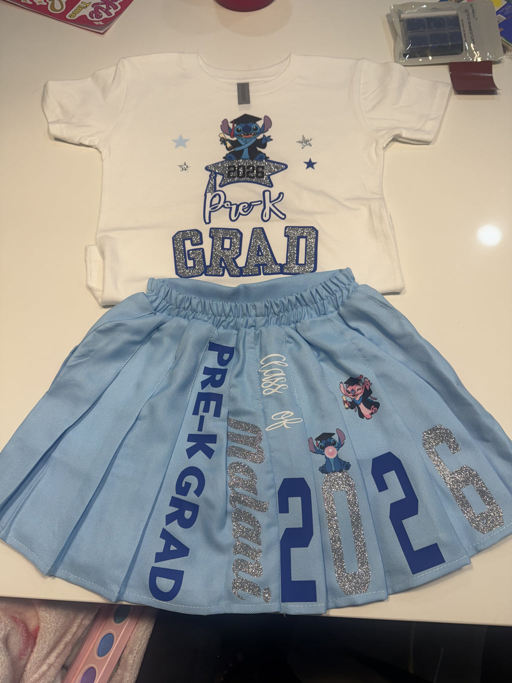 Pre-school and kindergarten custom 2-piece SS skirt set