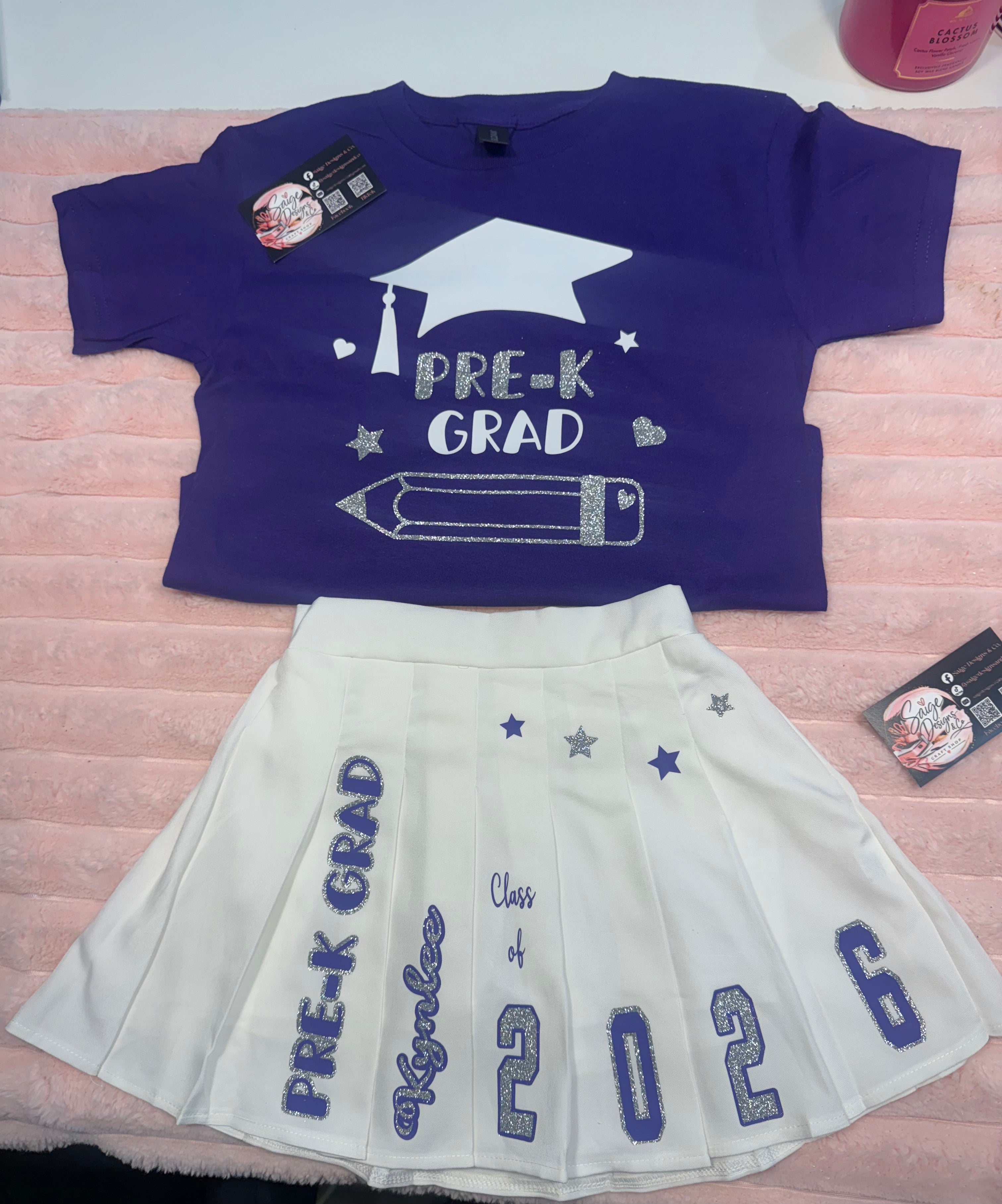 Pre-school and kindergarten custom 2-piece SS skirt set