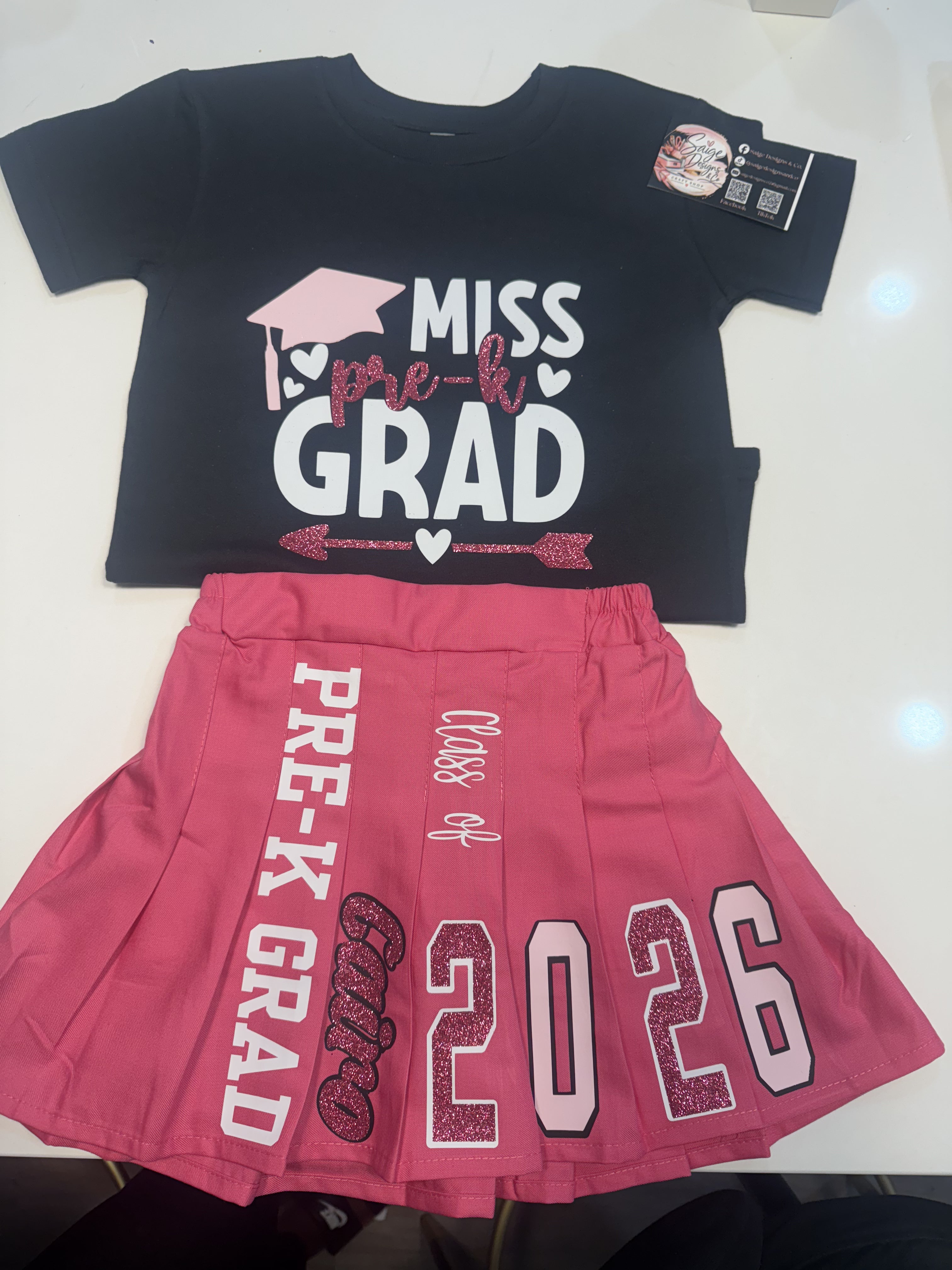 Pre-school and kindergarten custom 2-piece SS skirt set